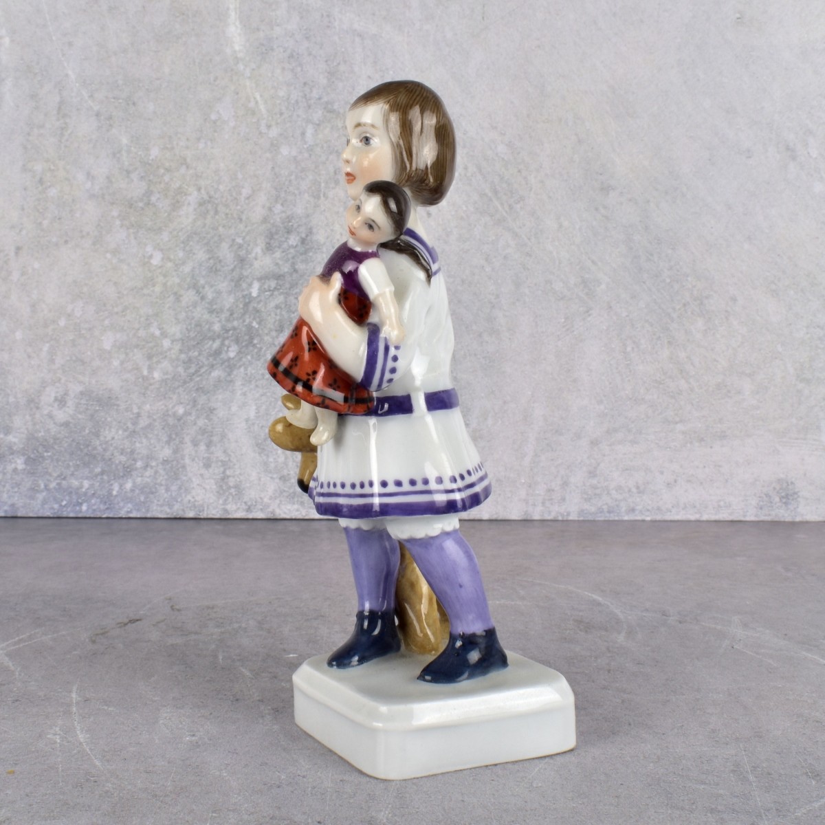 Antique Meissen Girl with Doll - Teddy Bear Figure