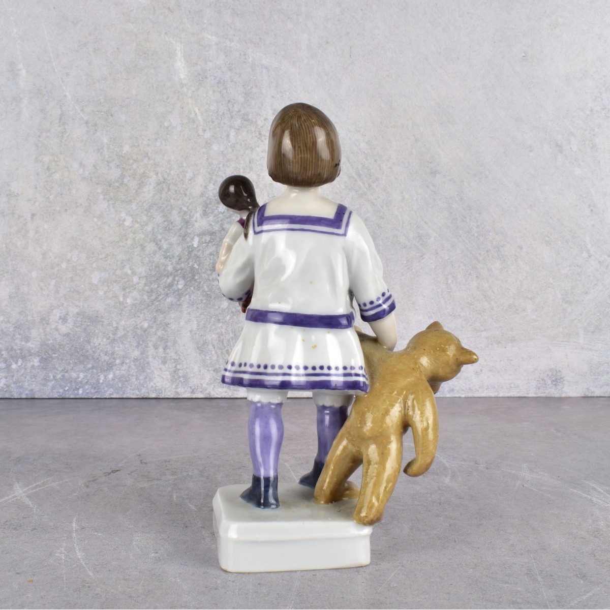 Antique Meissen Girl with Doll - Teddy Bear Figure