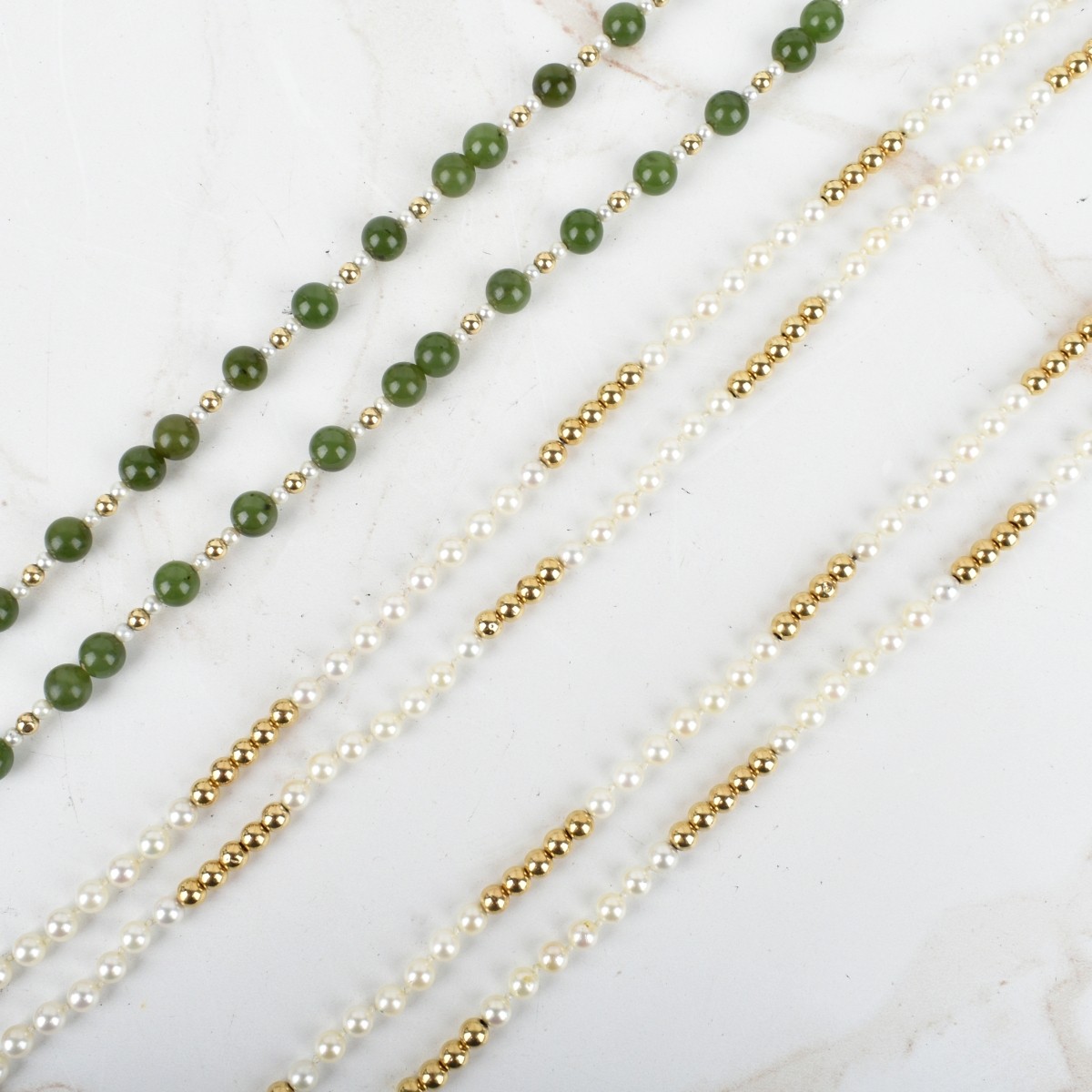 14K, Pearl and Jade Necklaces
