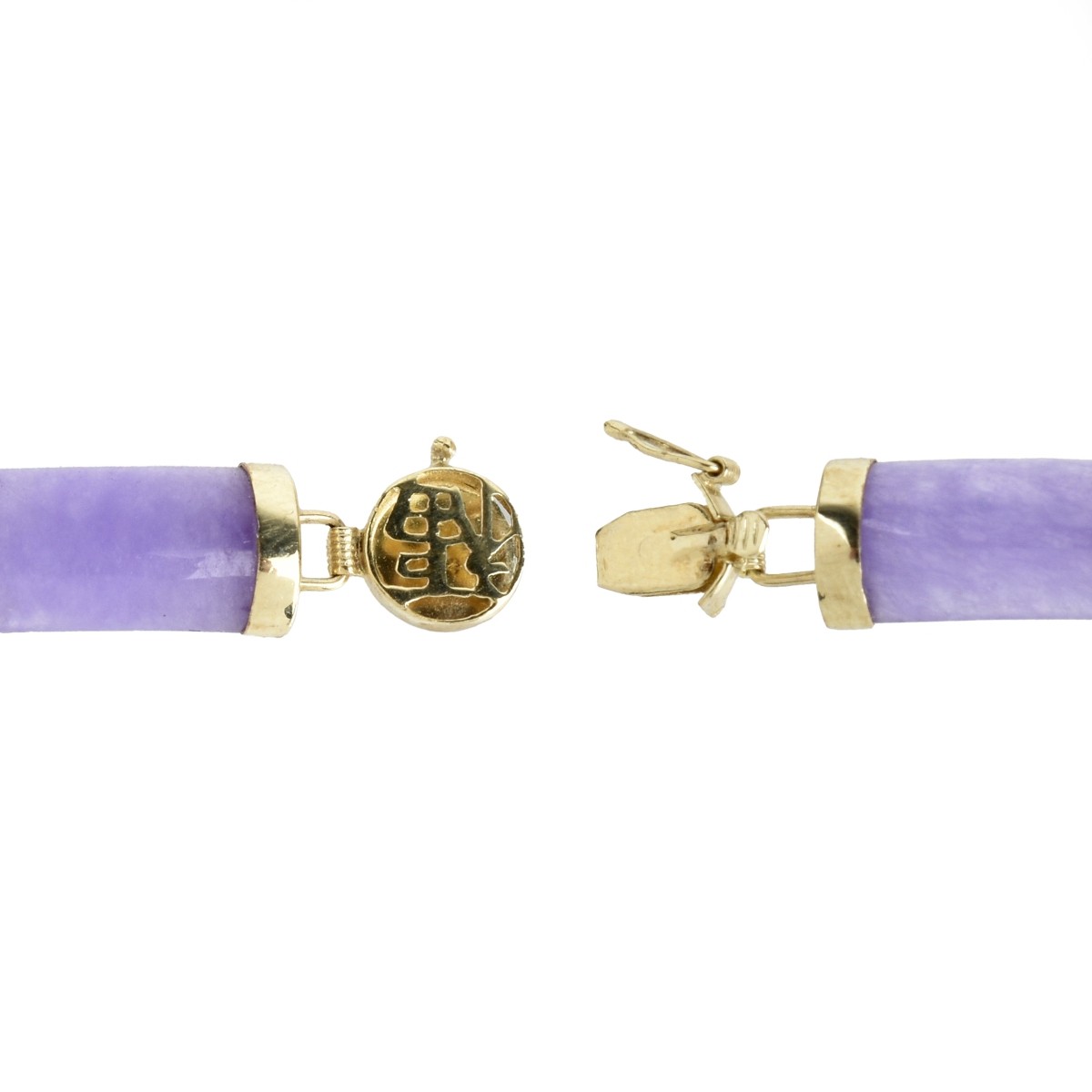 Lavender Jade and 14K Bracelet