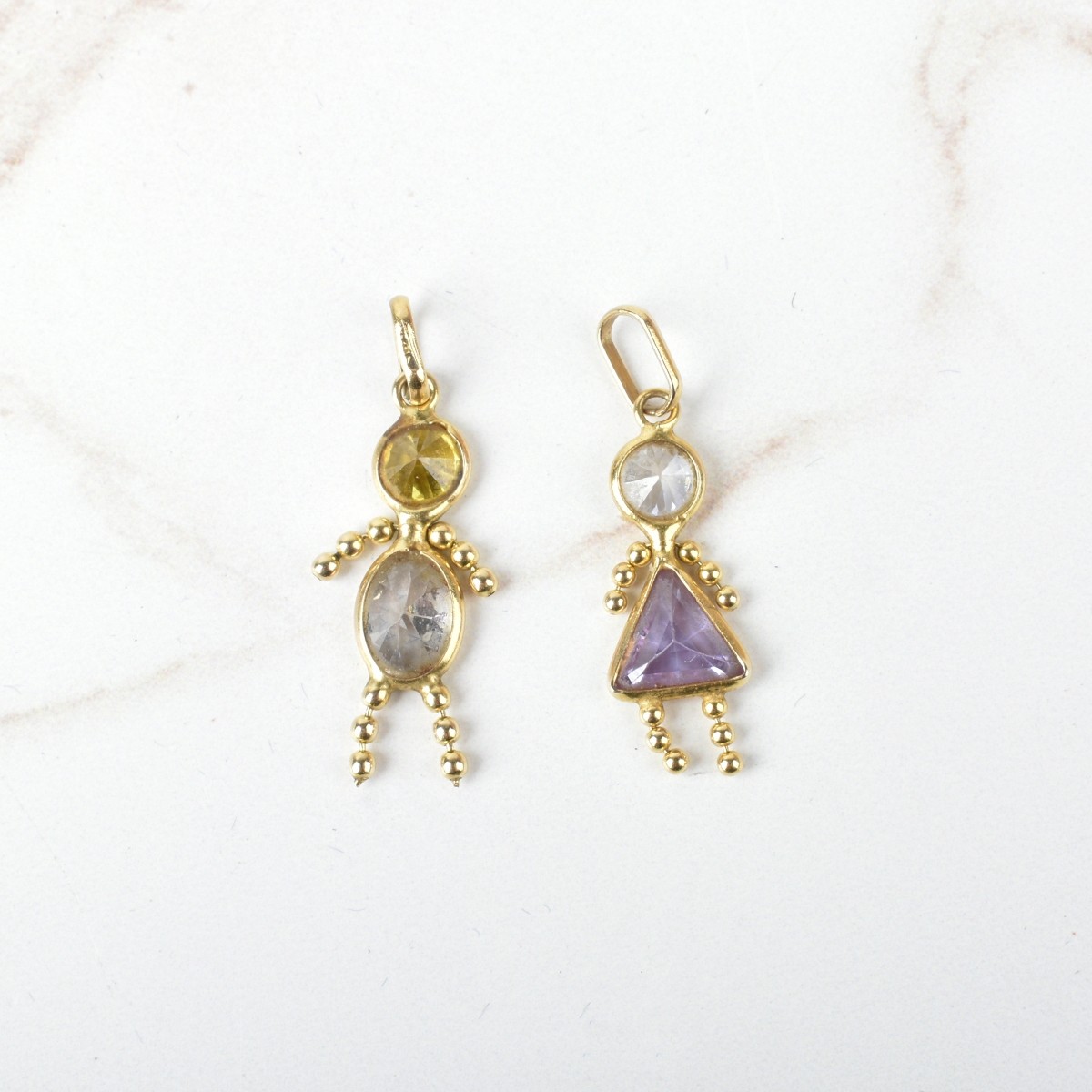 Gemstone, CZ and 14K Charms