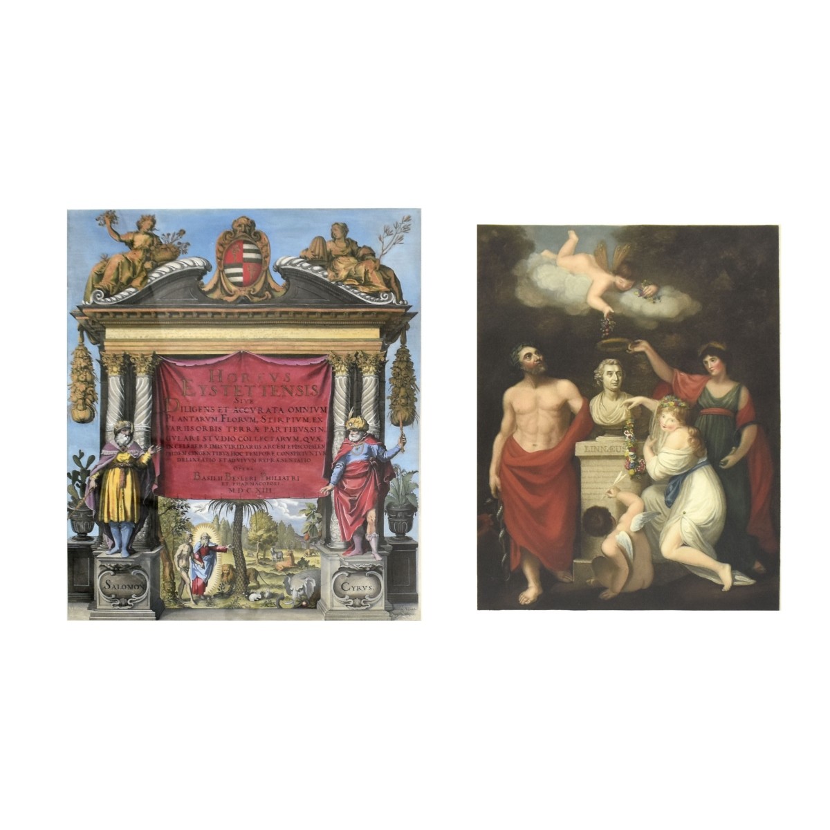 Antique Frontispiece Colored Etchings