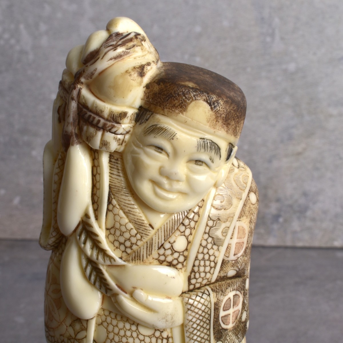 Vintage Japanese Carved Okimono Figures