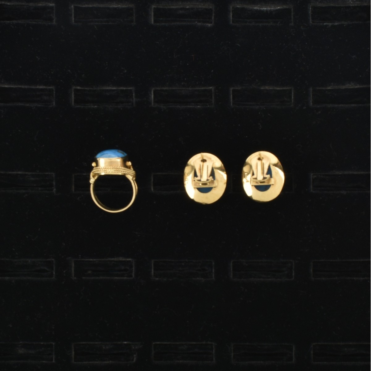 Turquoise and 18K Ring and Earrings