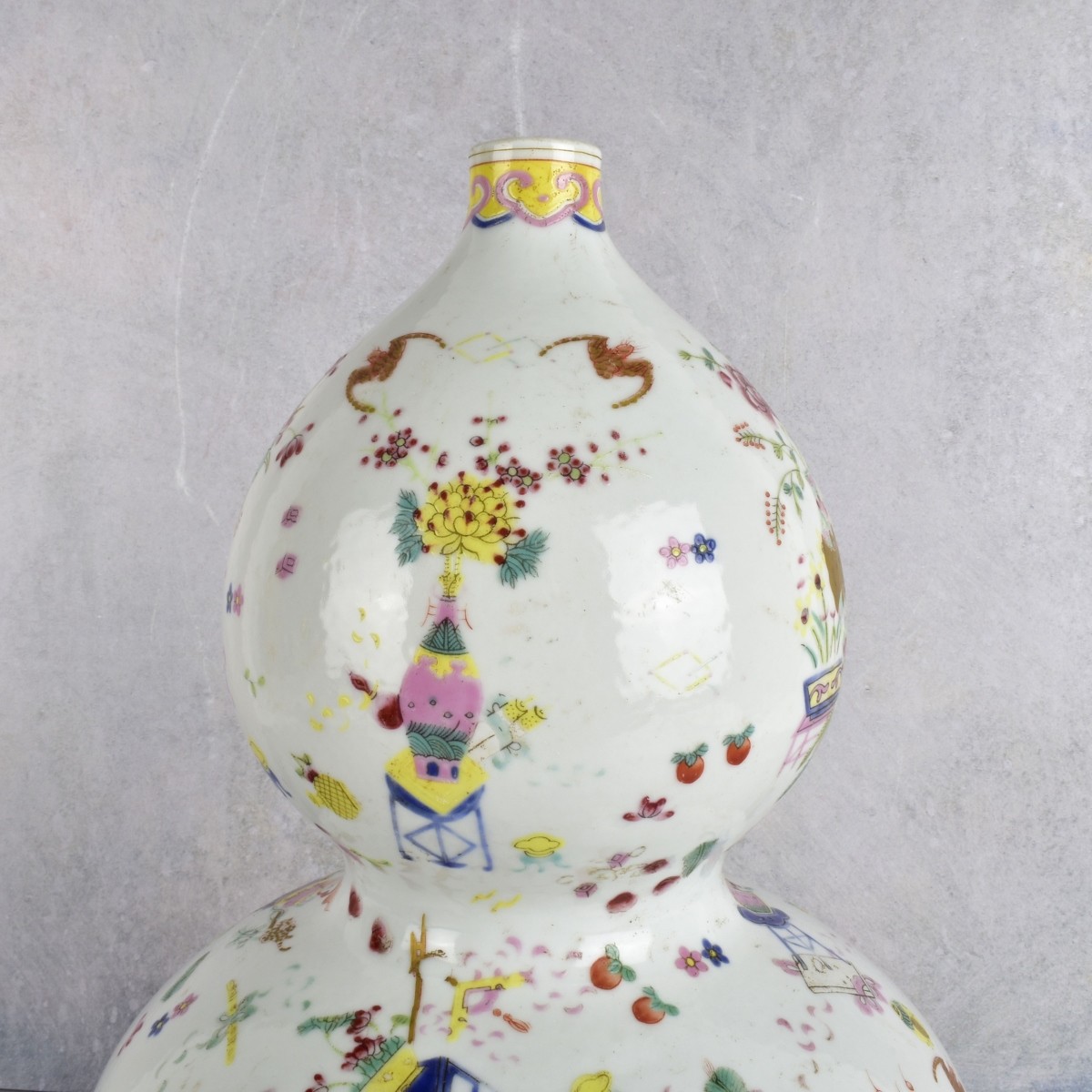Chinese Rose Medallion Double Gourd Vase
