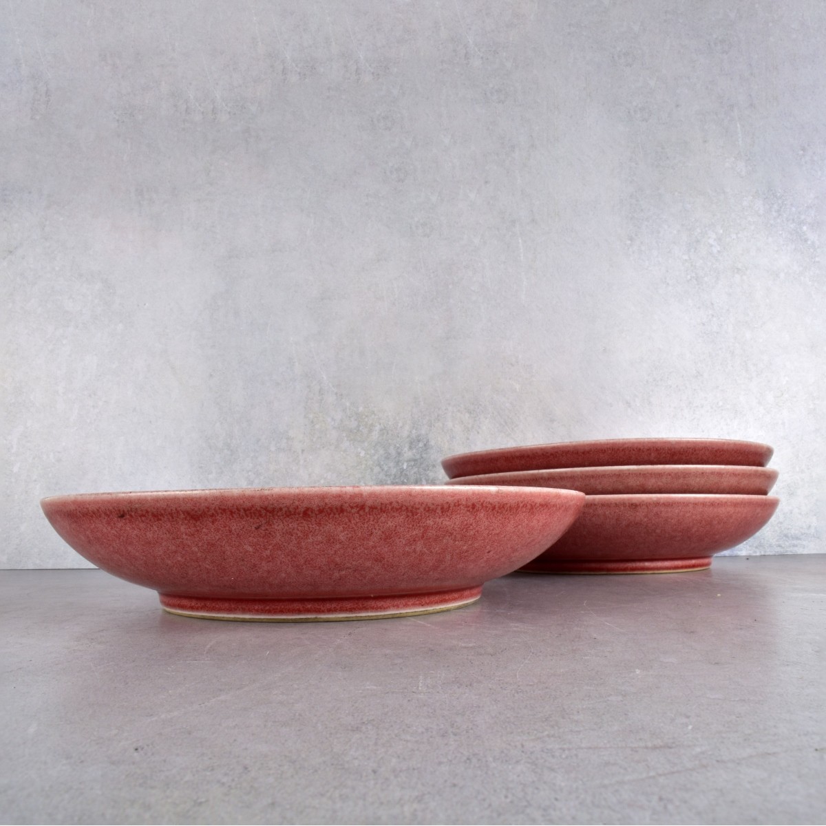 Chinese Pink Shallow Porcelain Bowls