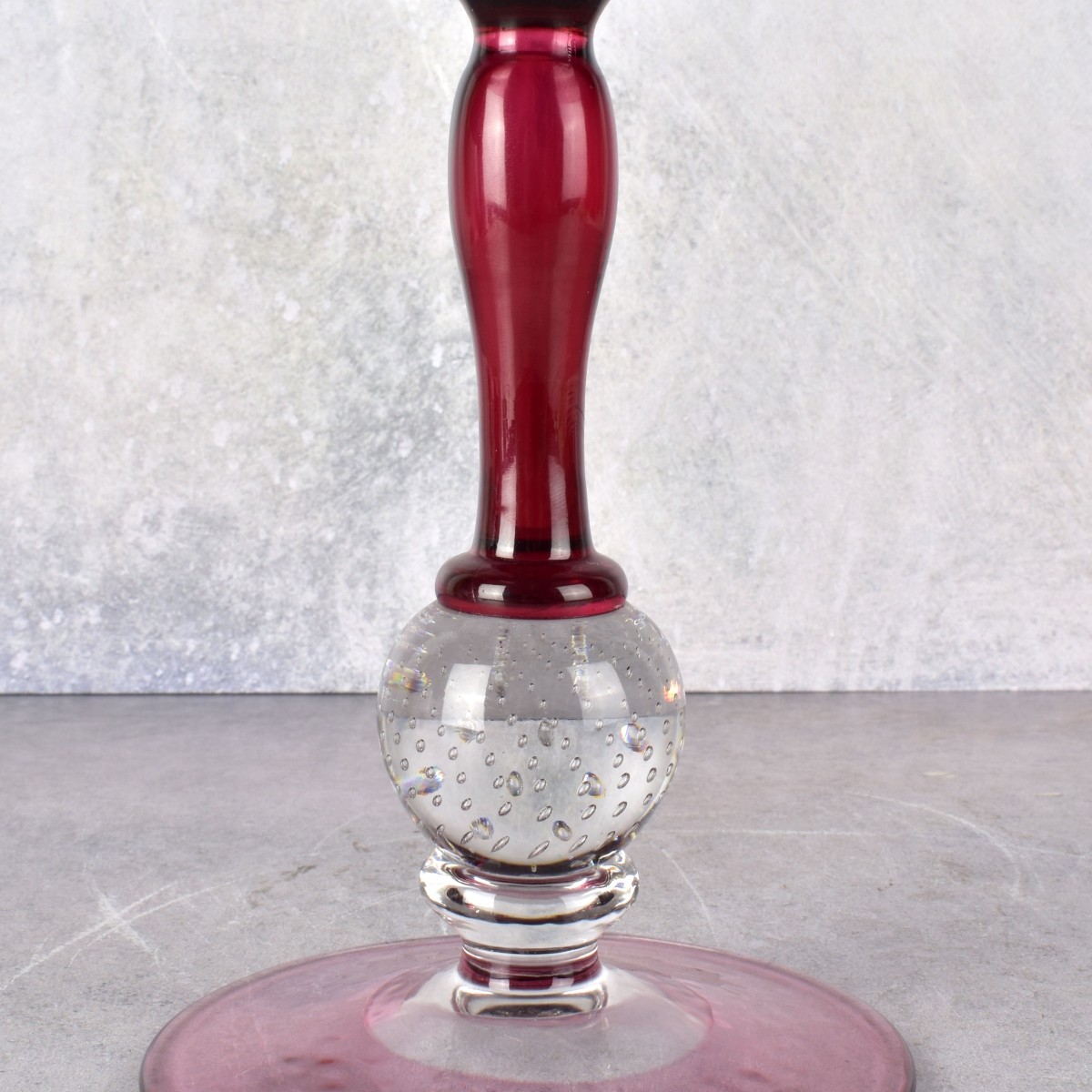Pair of Cranberry and Clear Compotes