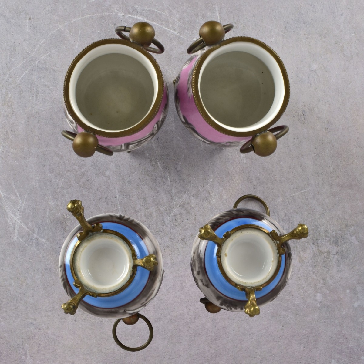 Antique Pair of Scenic Porcelain Pots