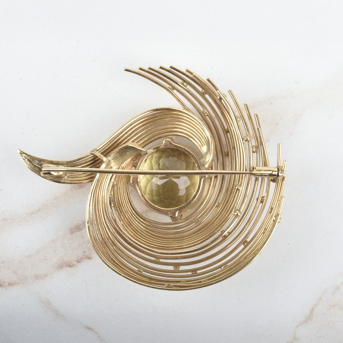 Citrine and 18K Brooch