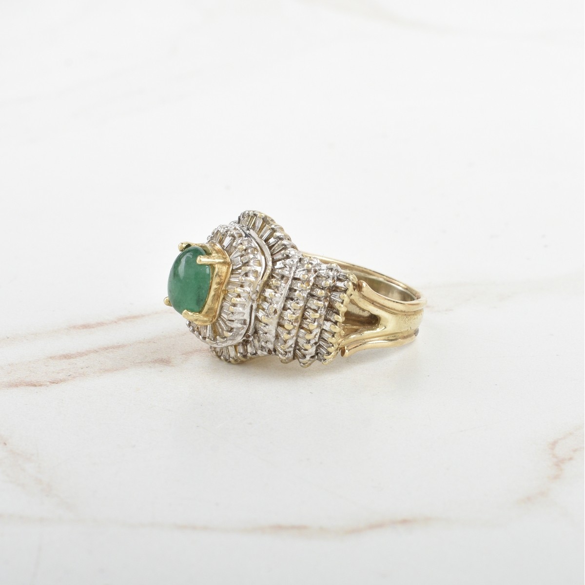 Emerald, Diamond and 14K Ring