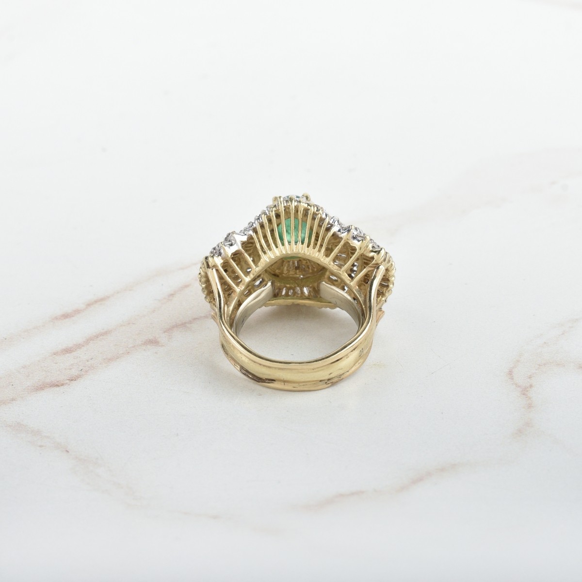 Emerald, Diamond and 14K Ring