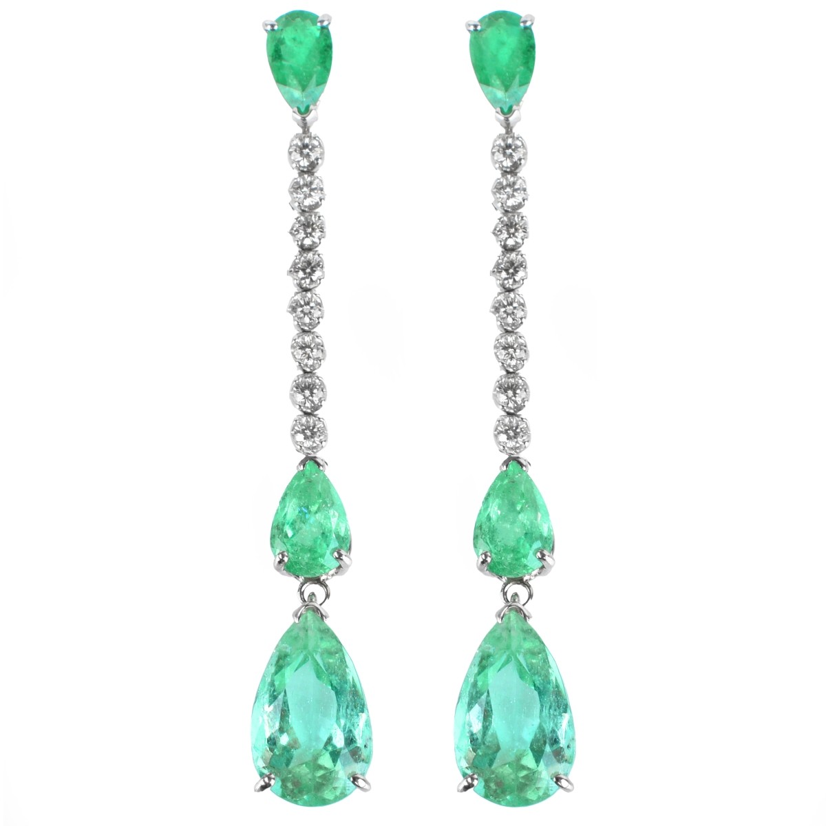 Emerald, Diamond and 14K Earrings