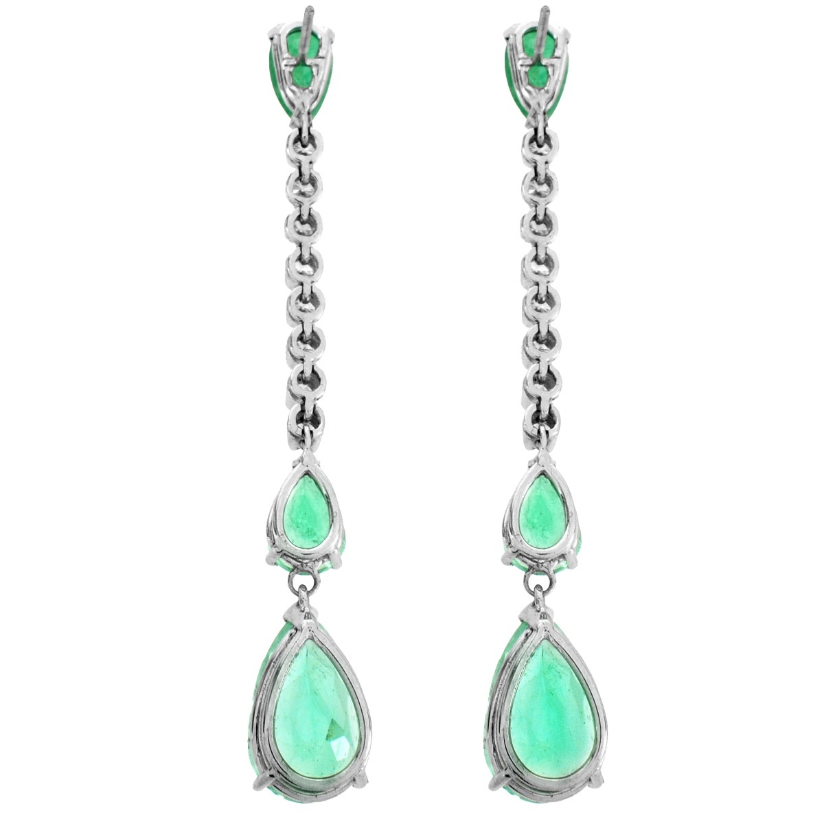 Emerald, Diamond and 14K Earrings
