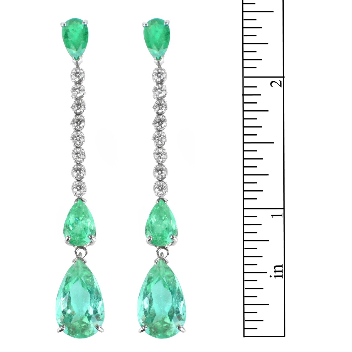 Emerald, Diamond and 14K Earrings