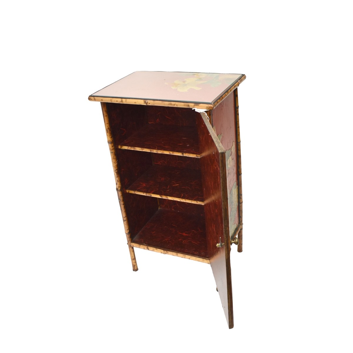 Vintage Japanese Red Lacquered Bamboo Stand