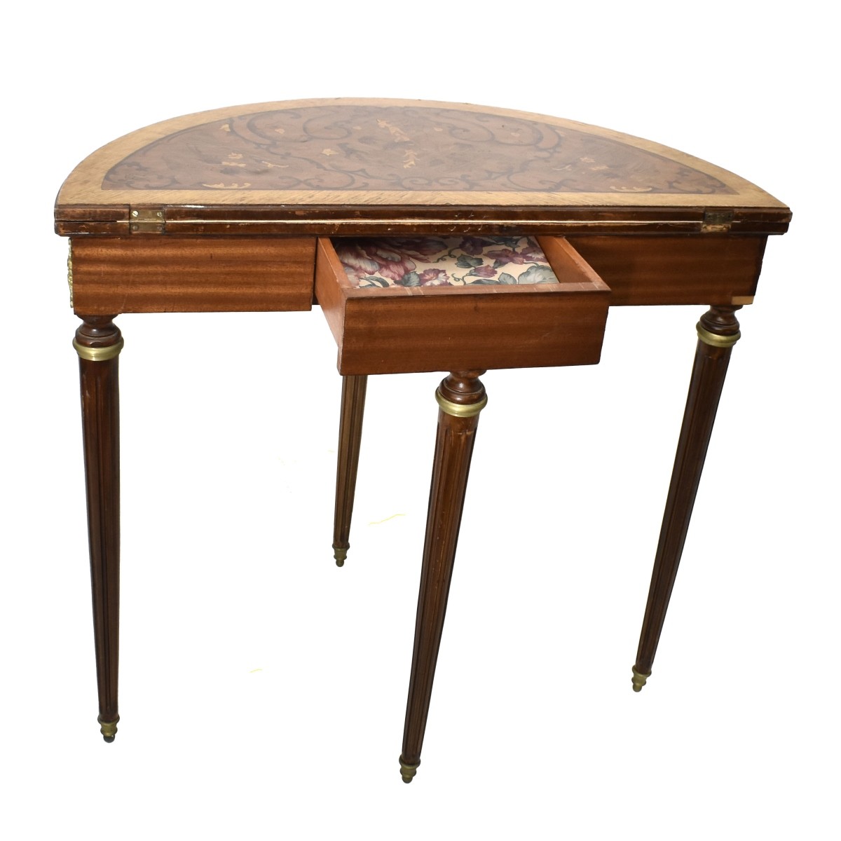 Vintage Louis XVI Style Demi-lune Folding Table