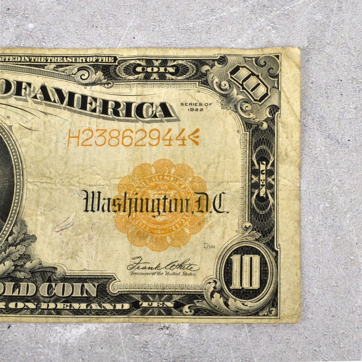 1922 US $10 Gold Certificate
