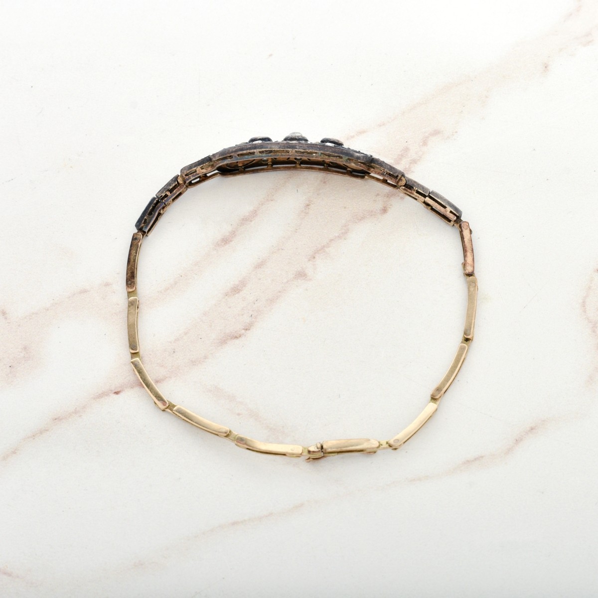 Diamond, Sapphire, 14K and Silver Bracelet