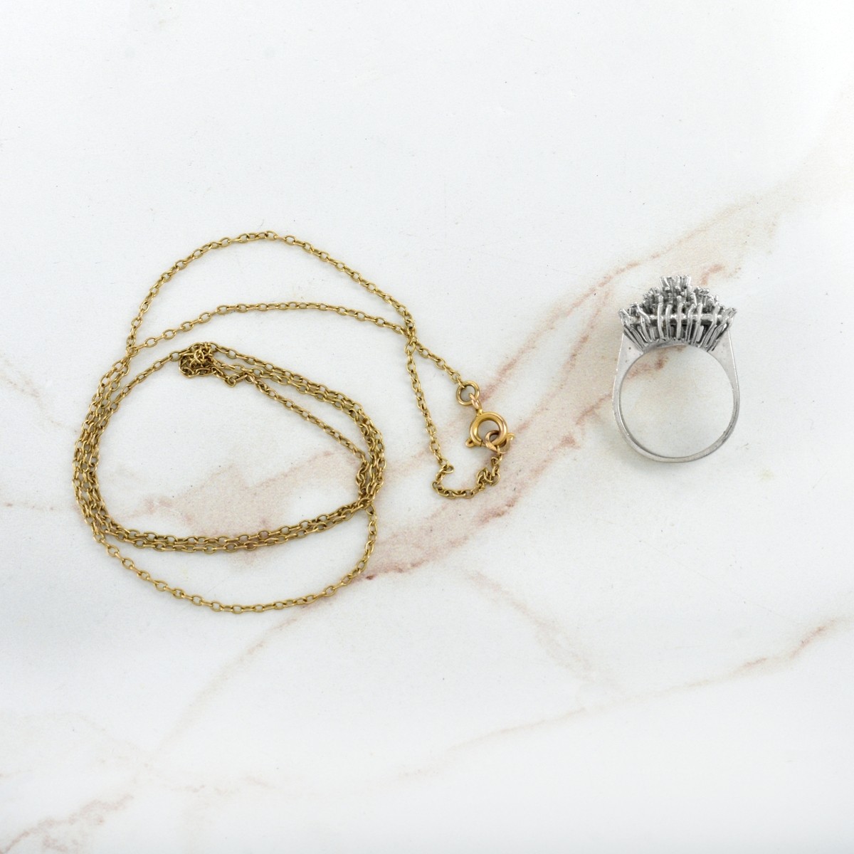 14K Ring Mount and Chain
