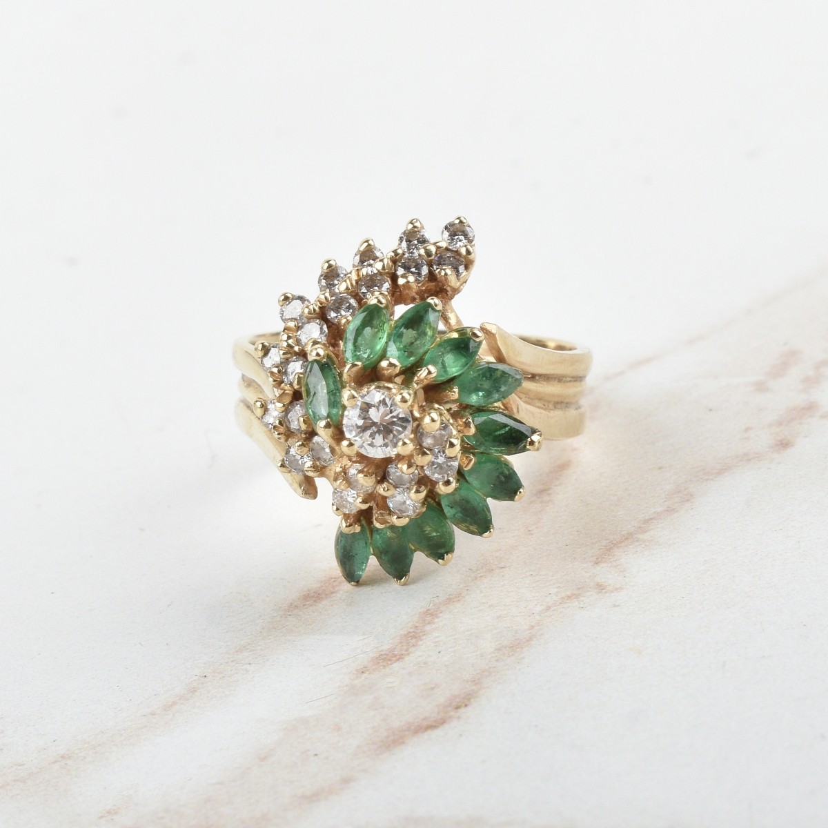 Diamond, Emerald and 14K Ring