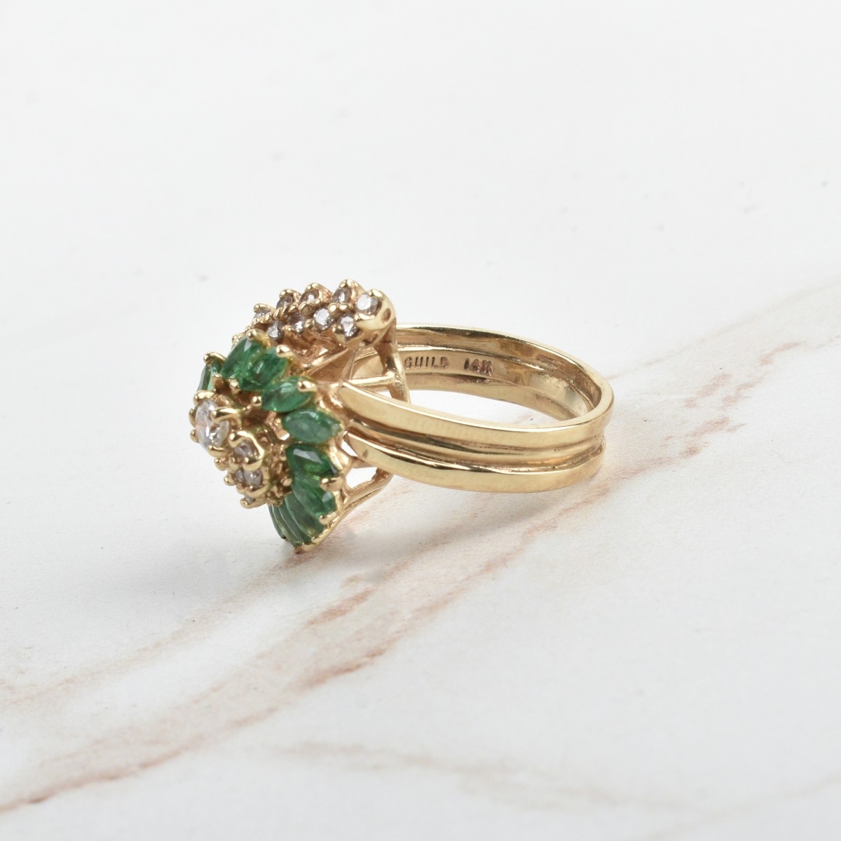 Diamond, Emerald and 14K Ring