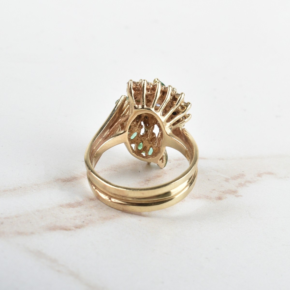 Diamond, Emerald and 14K Ring