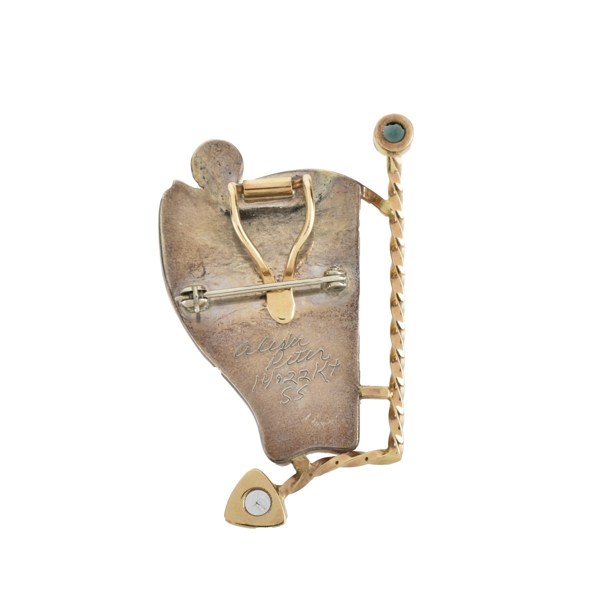 Enamel, Gemstone and Gold Pendant / Brooch
