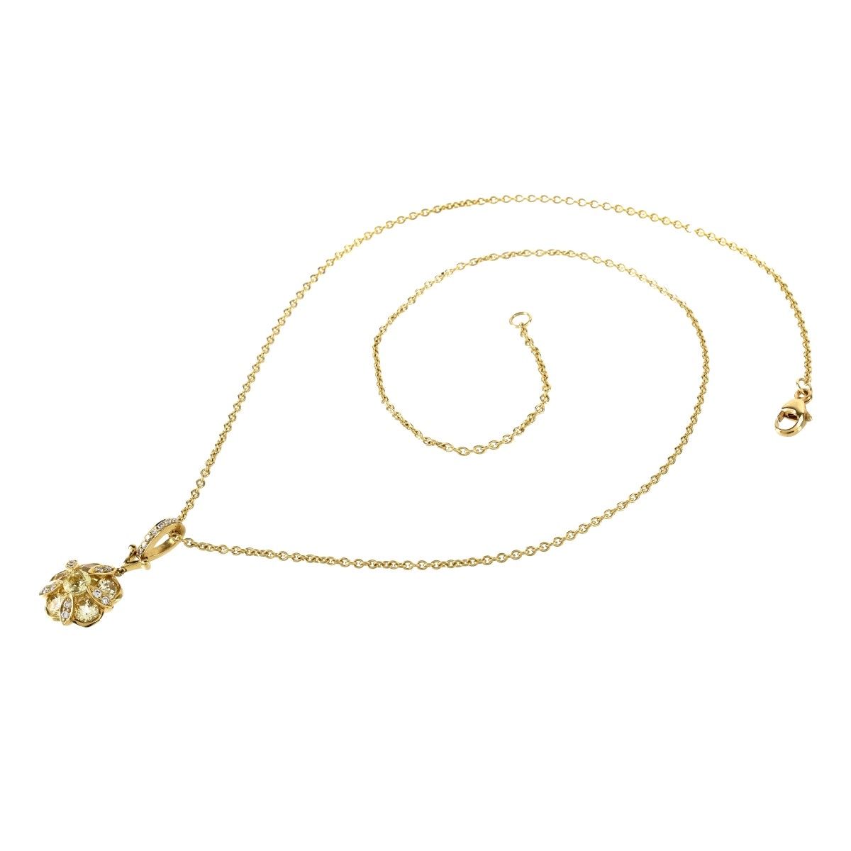 Sapphire, Diamond and 18K Pendant Necklace
