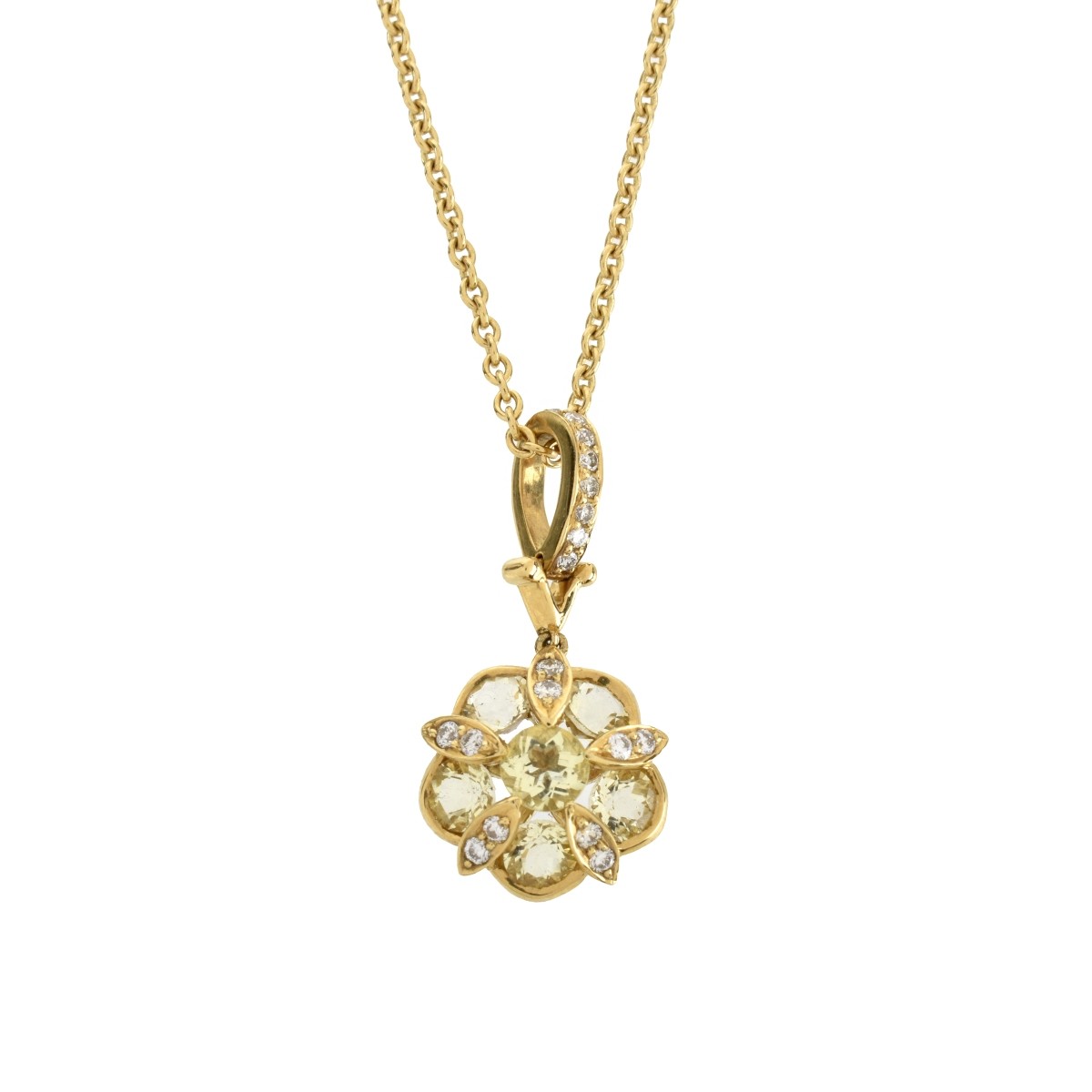 Sapphire, Diamond and 18K Pendant Necklace