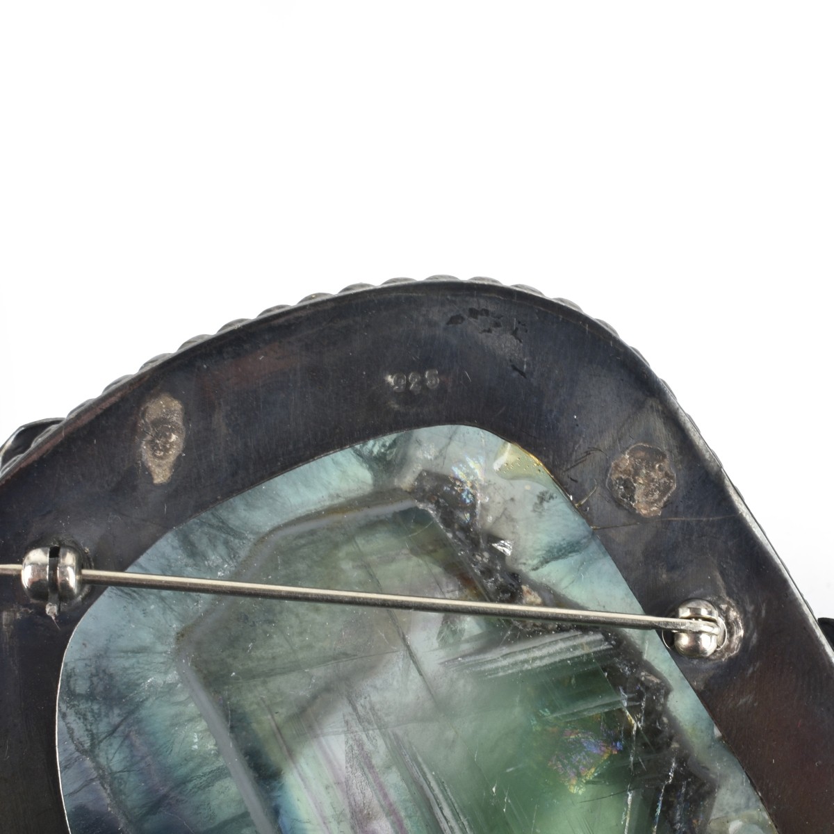 Quartz Crystal and Silver Brooch