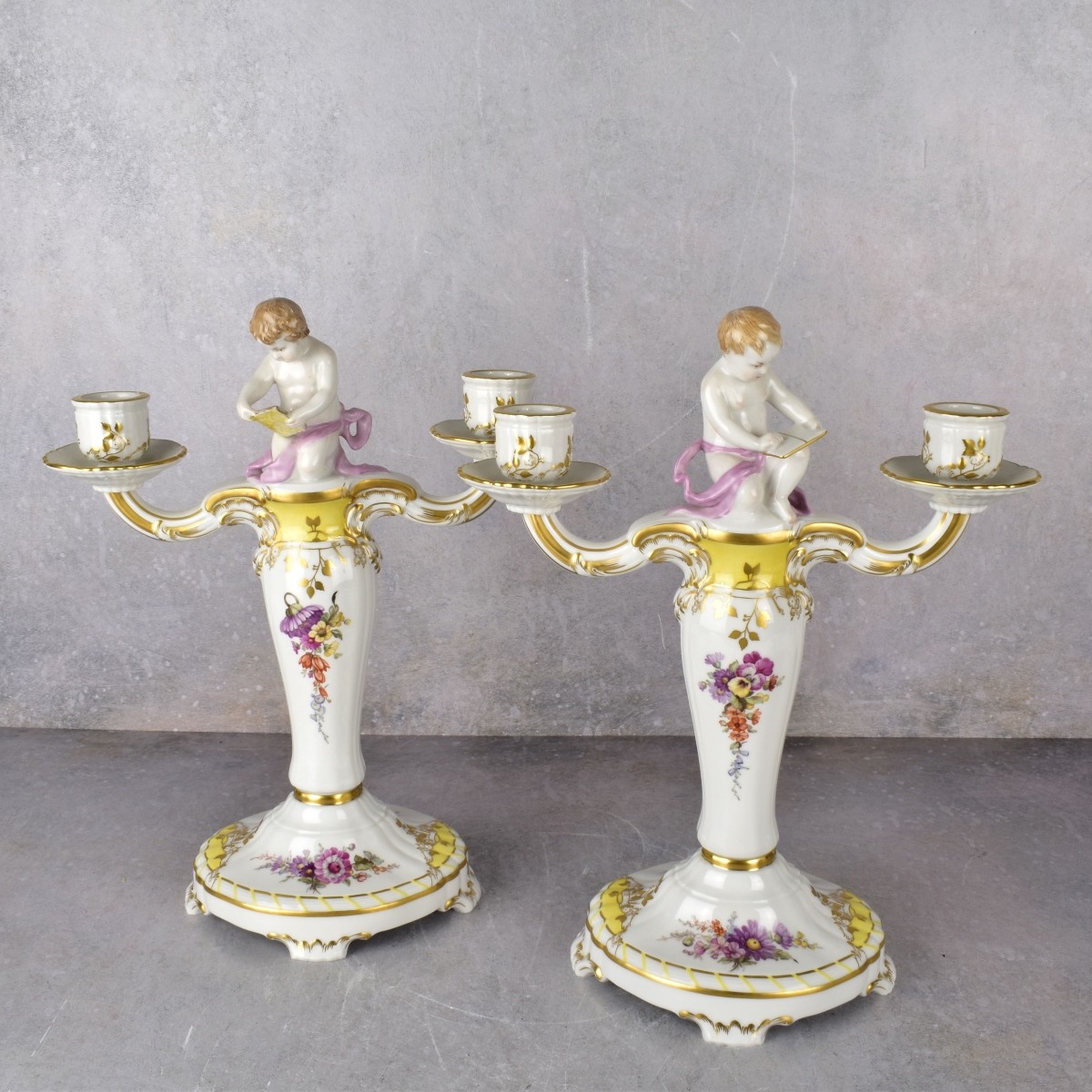 KPM German Porcelain Putti Candelabra