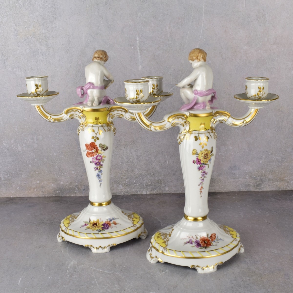 KPM German Porcelain Putti Candelabra