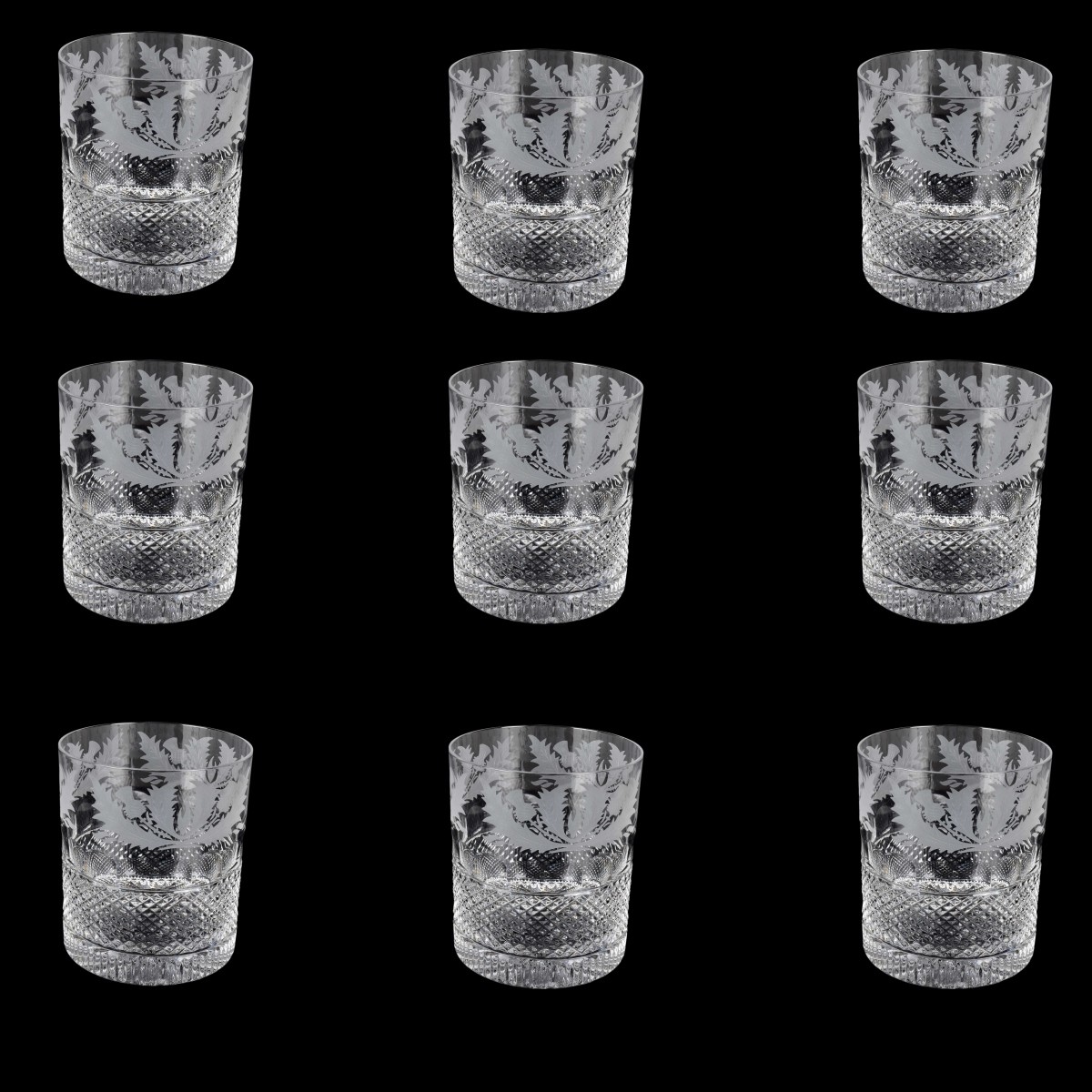 Edinburg Scotland Cut Crystal Whiskey Glasses
