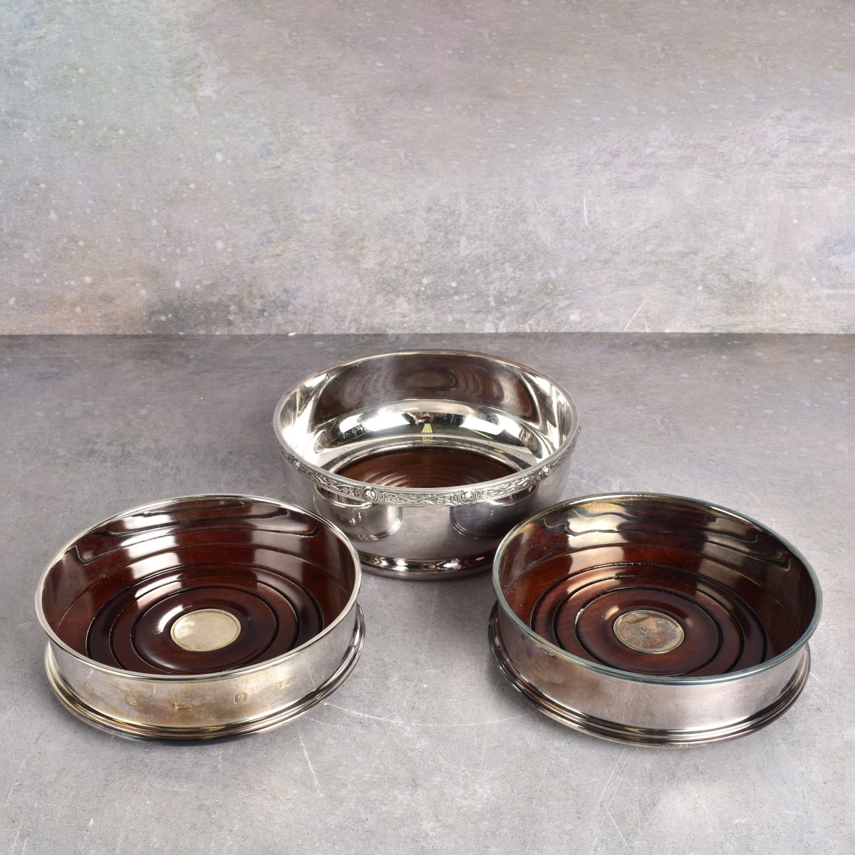 English 925 Sterling Silver Wine Coasters