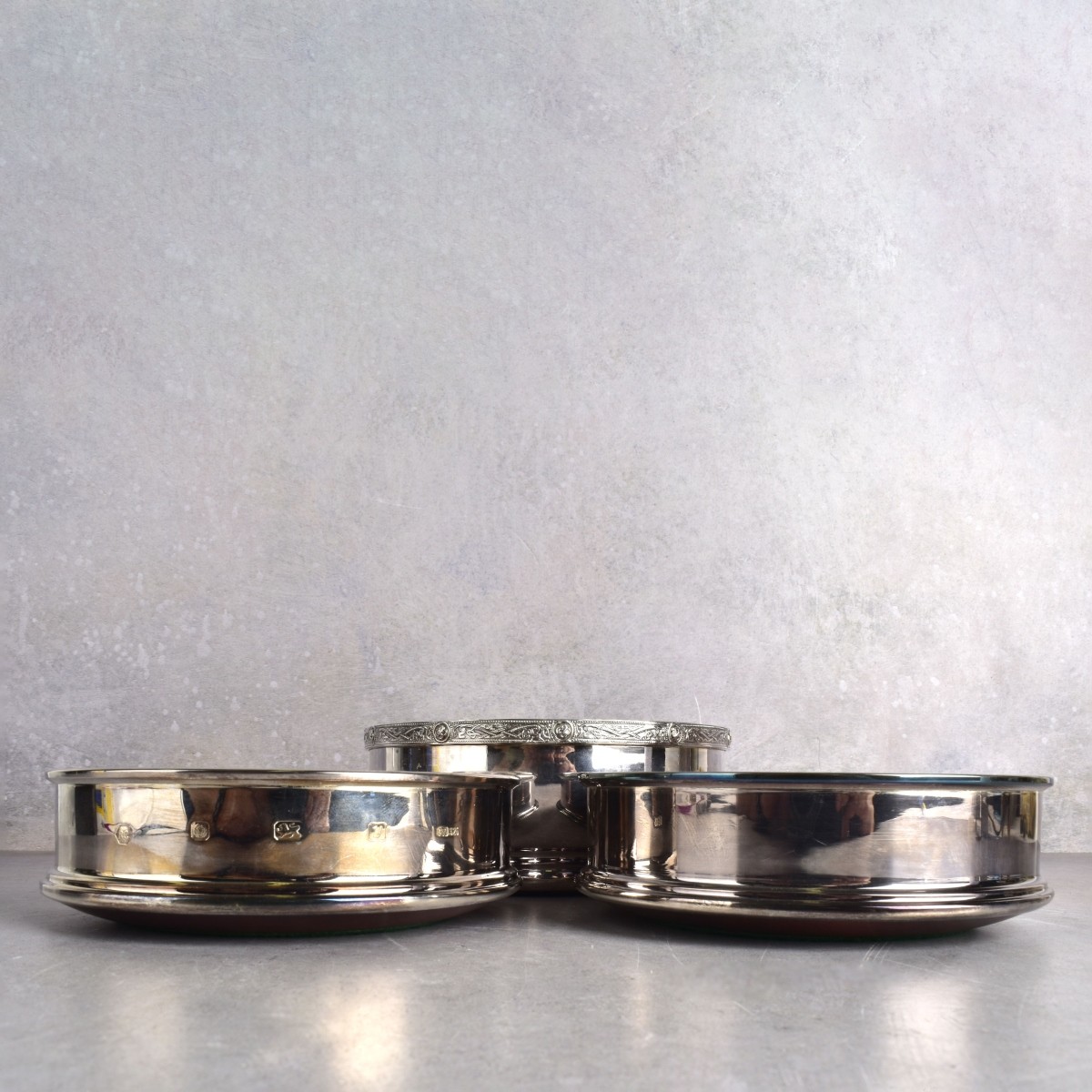 English 925 Sterling Silver Wine Coasters