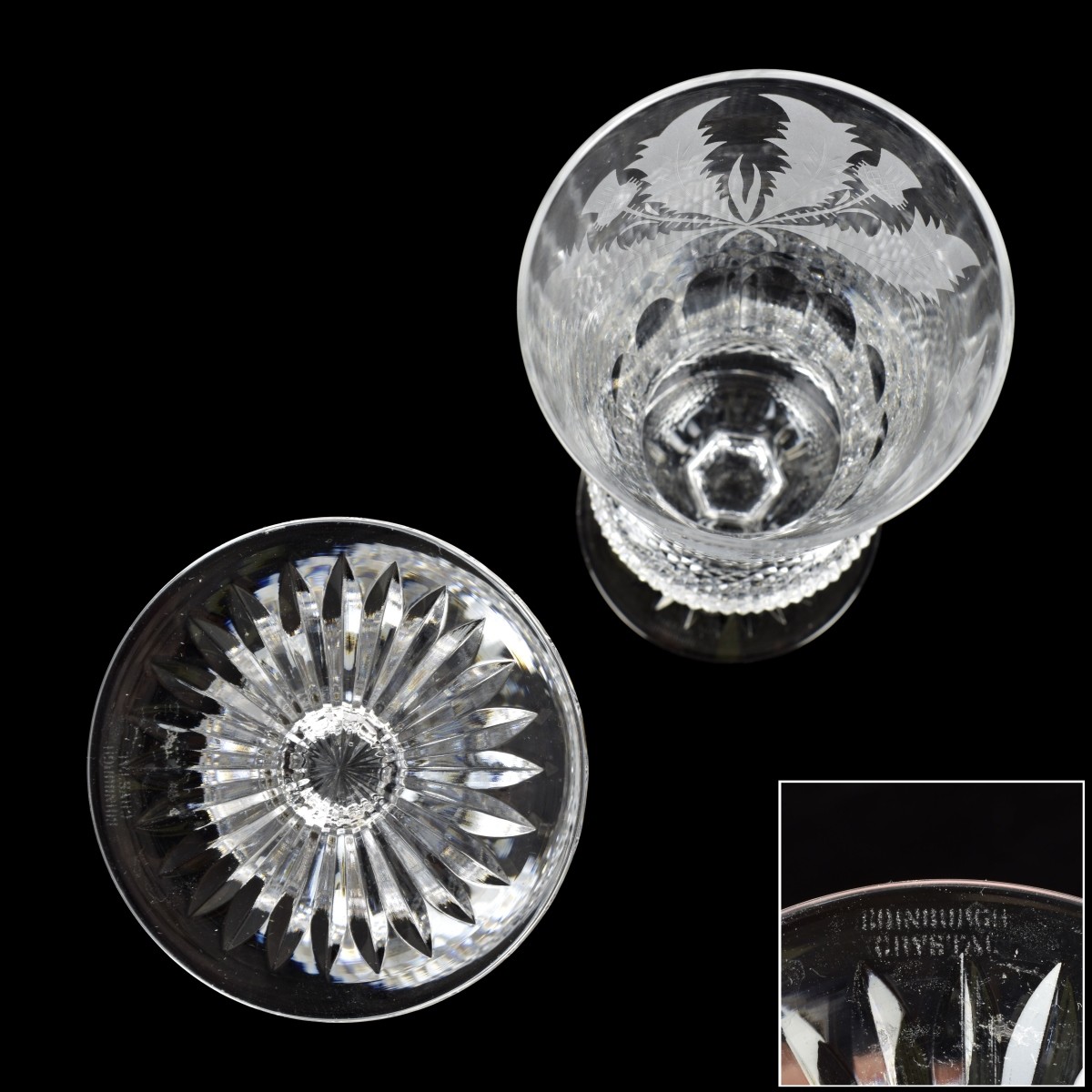 Edinburg Scotland Cut Crystal Stemware Pieces