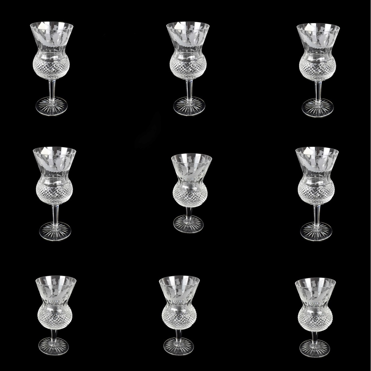Edinburg Scotland Cut Crystal Goblets