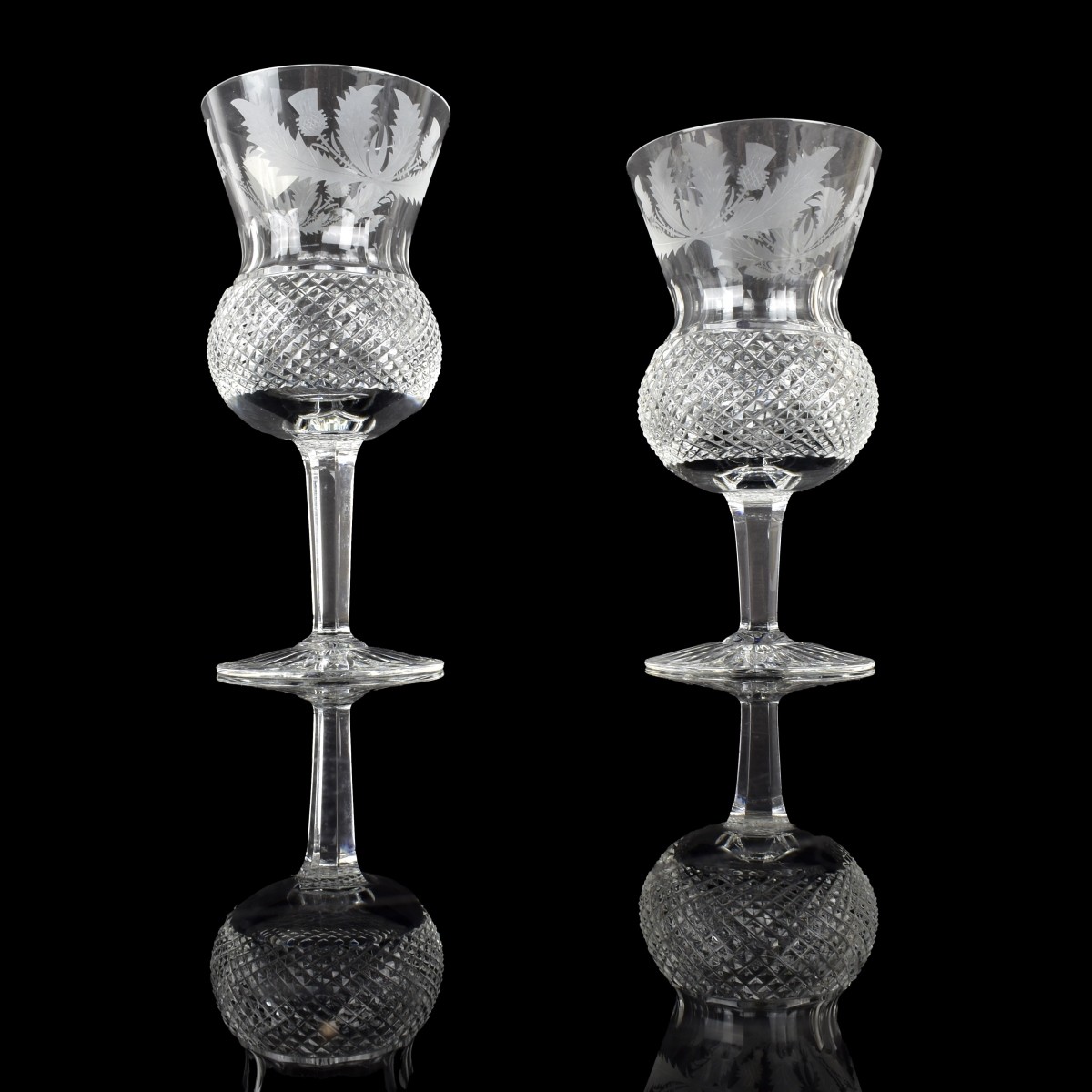 Edinburg Scotland Cut Crystal Goblets
