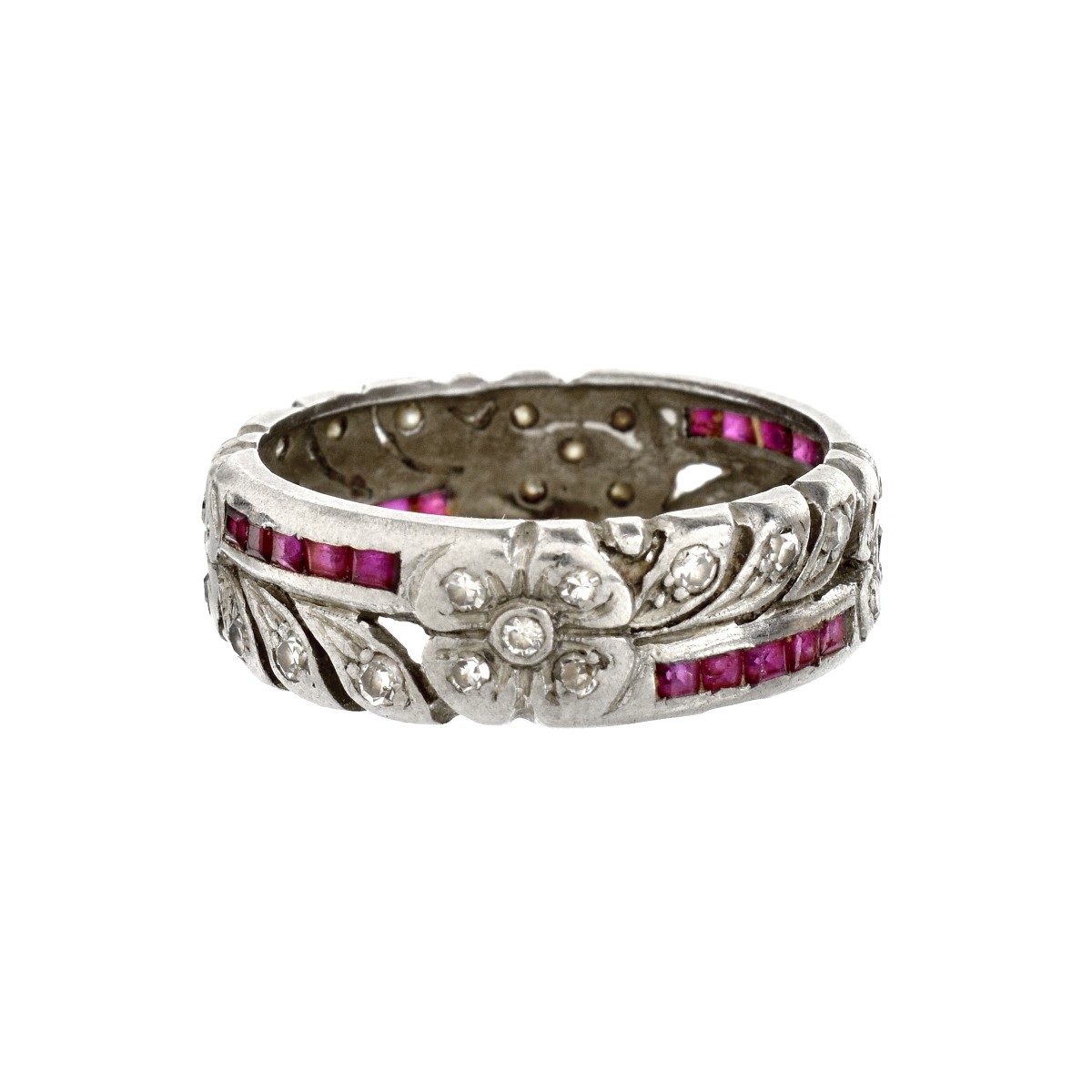 Deco Diamond, Ruby and Platinum Band