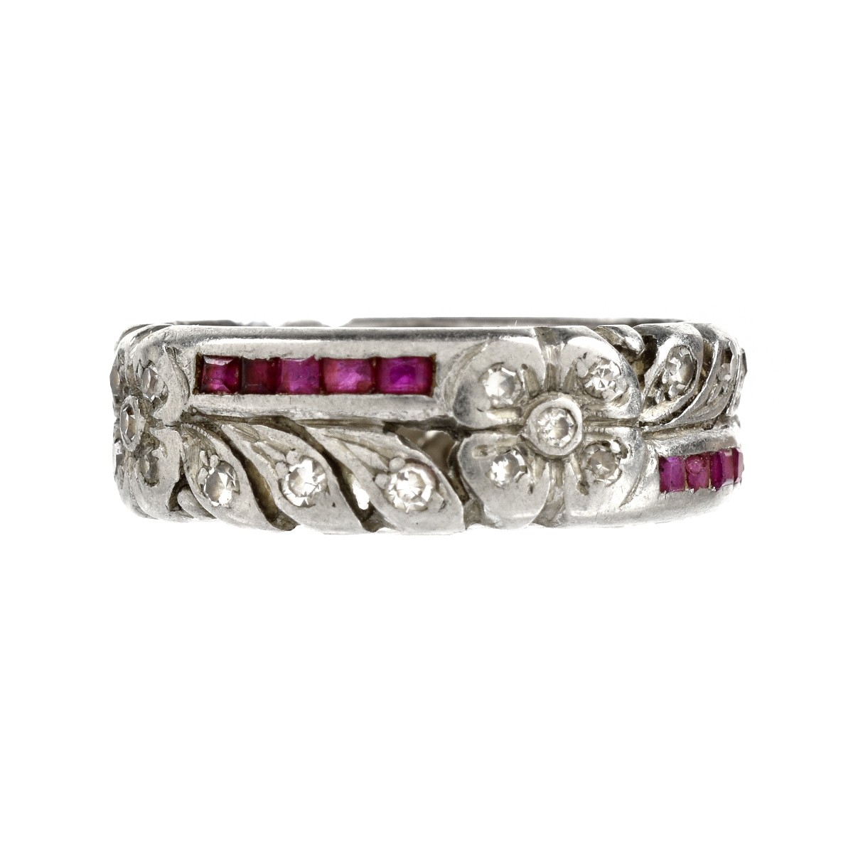 Deco Diamond, Ruby and Platinum Band