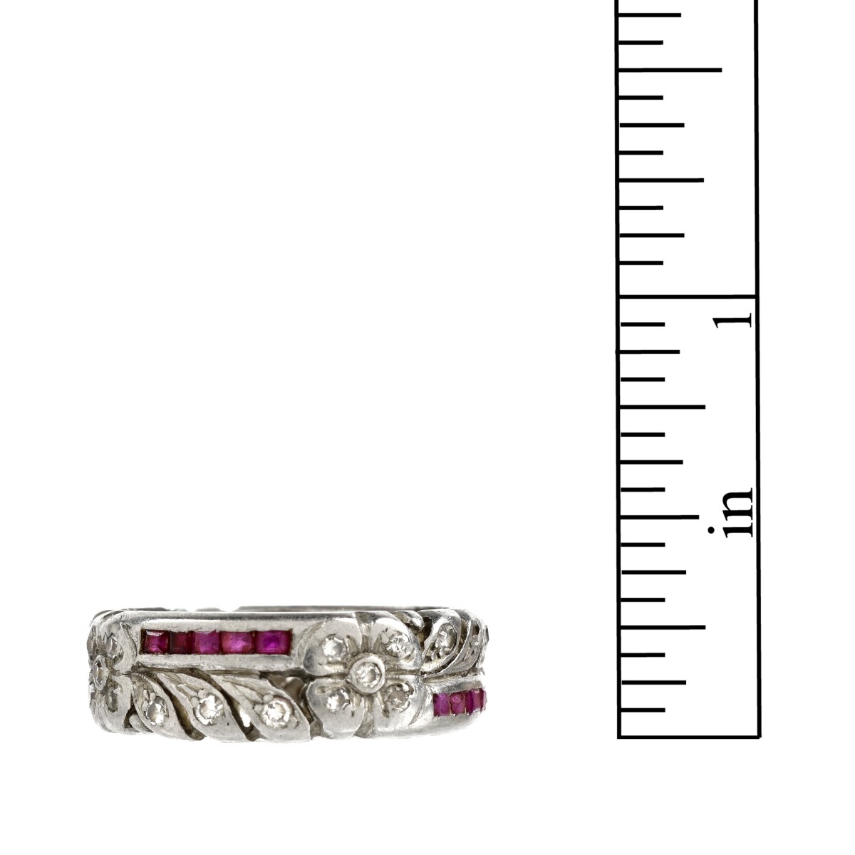 Deco Diamond, Ruby and Platinum Band