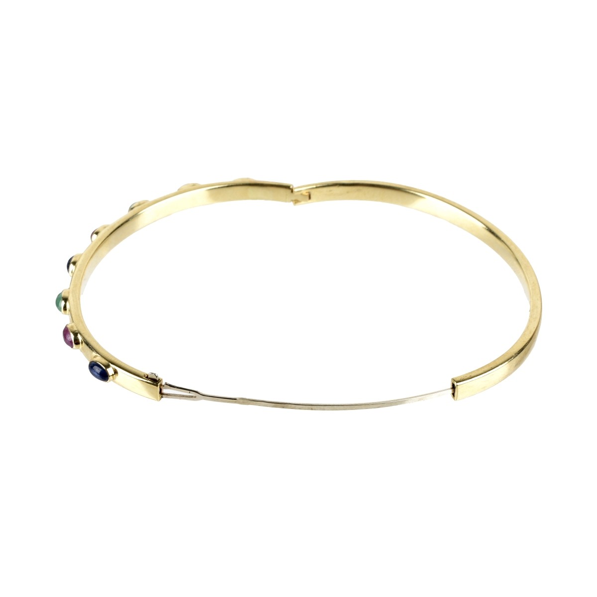 Gemstone and 14K Bangle Bracelet