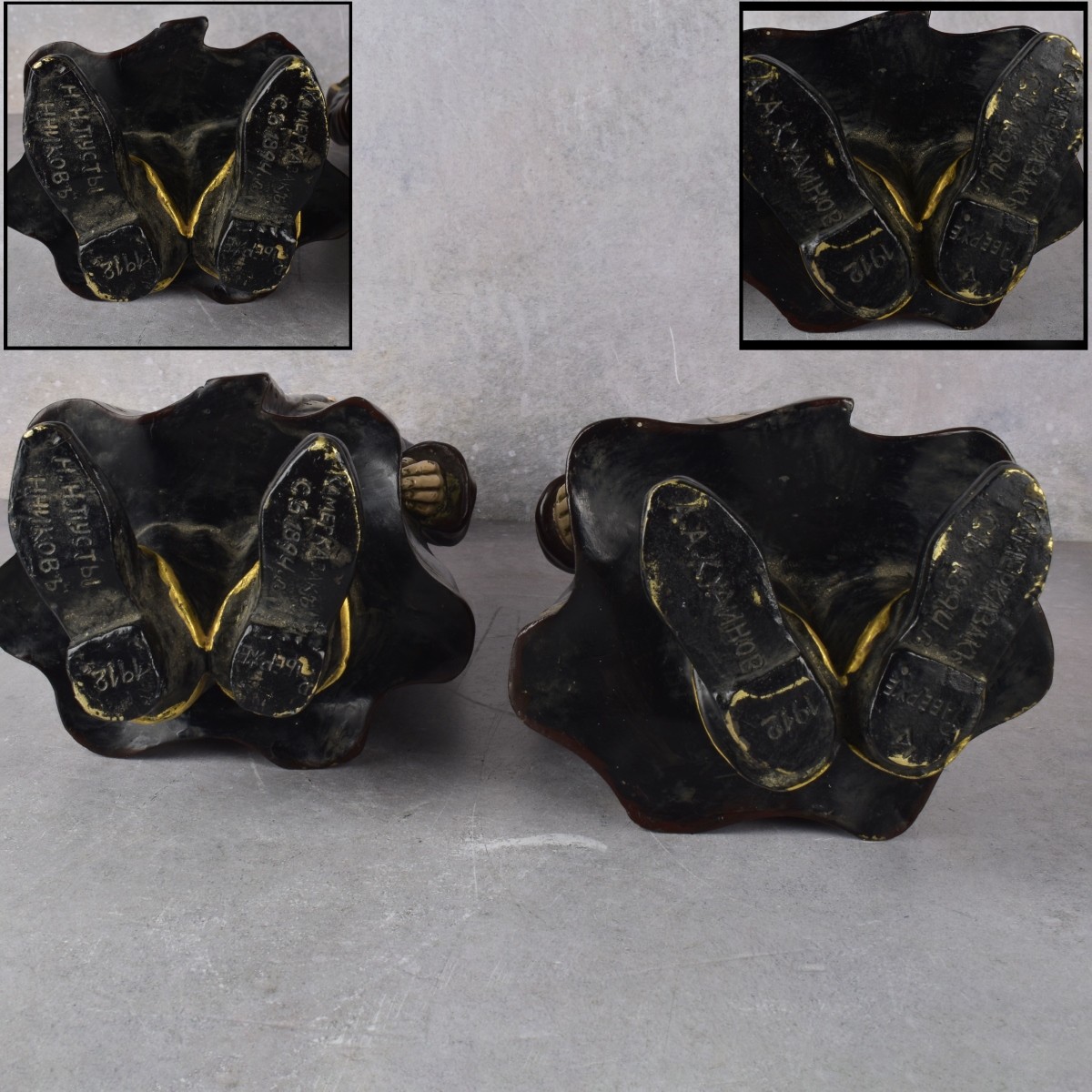 Russian Signed Cast Bronze Figures