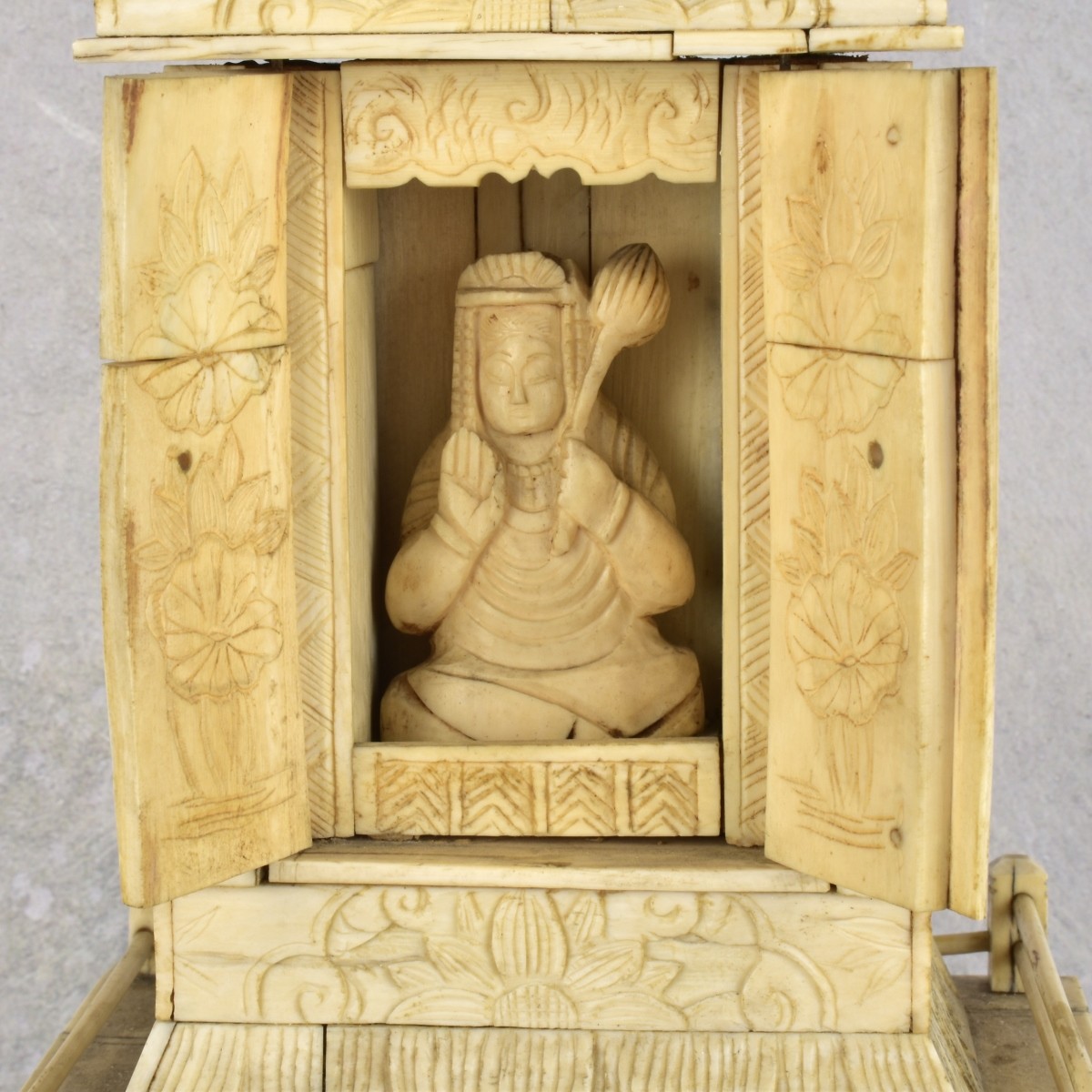 Antique Religious Chinese Carved Bone Pagoda