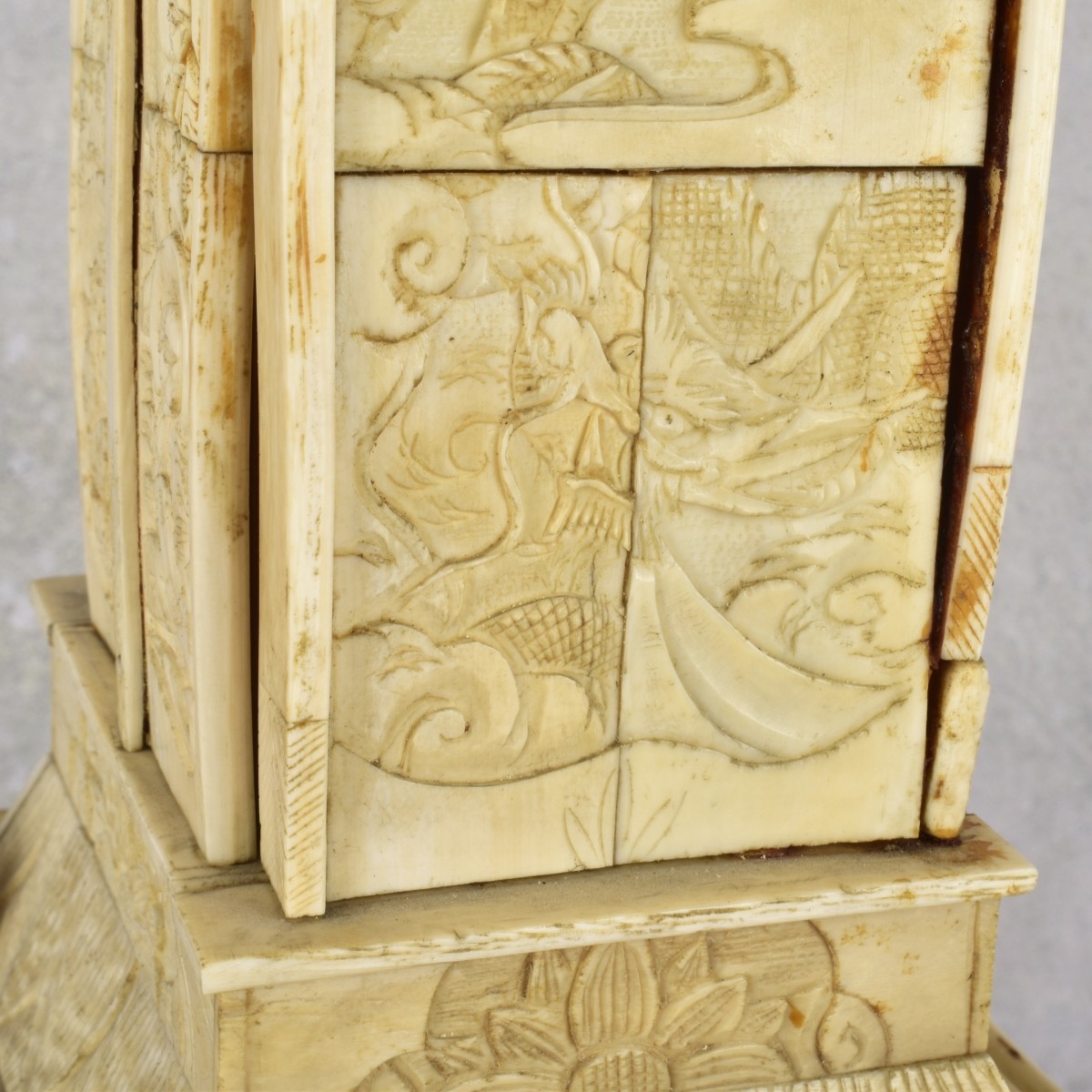 Antique Religious Chinese Carved Bone Pagoda