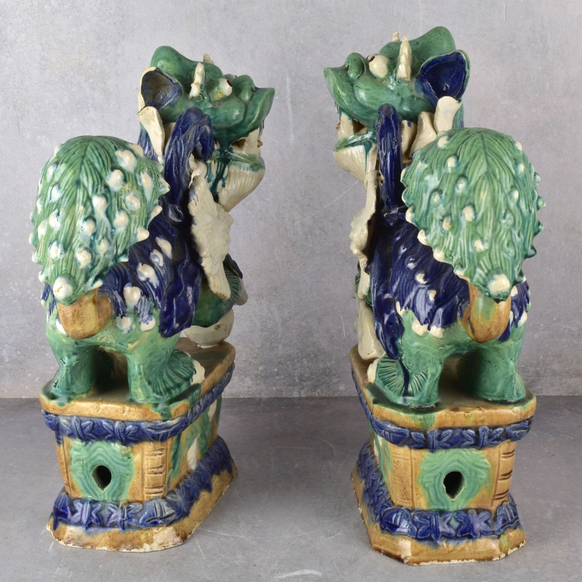 Chinese Sancai Glazed Earthenware Foo Dogs