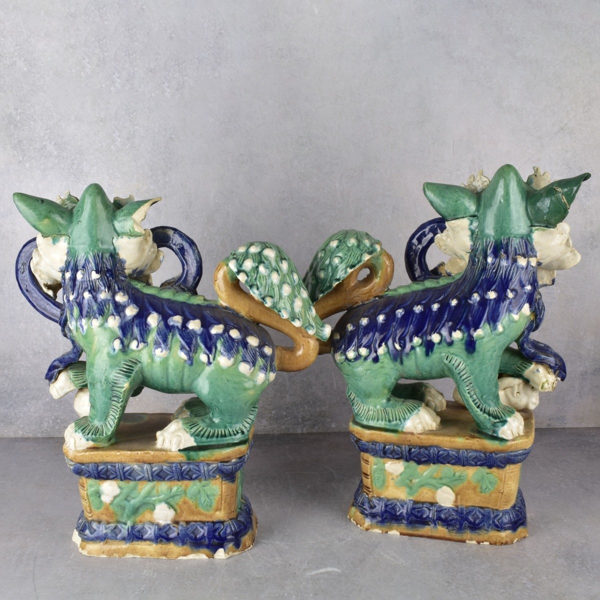Chinese Sancai Glazed Earthenware Foo Dogs