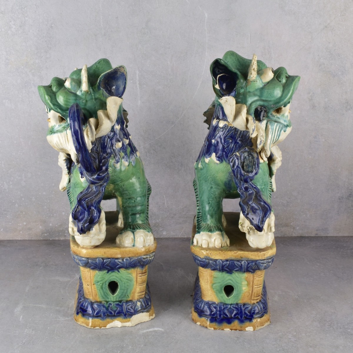 Chinese Sancai Glazed Earthenware Foo Dogs