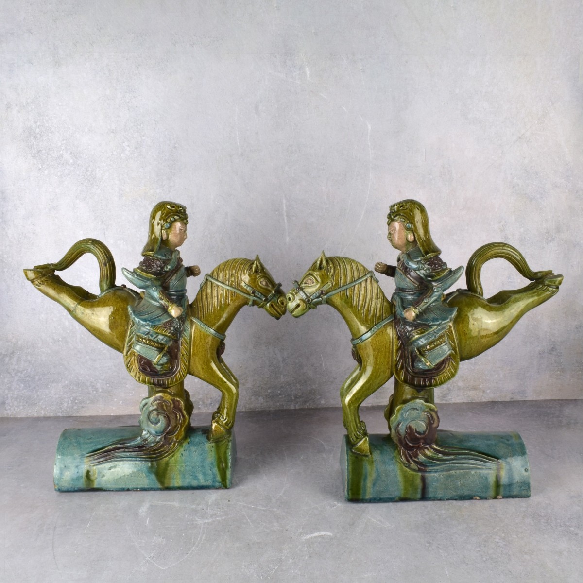 Chinese Sancai Guan Yu Roof Tiles