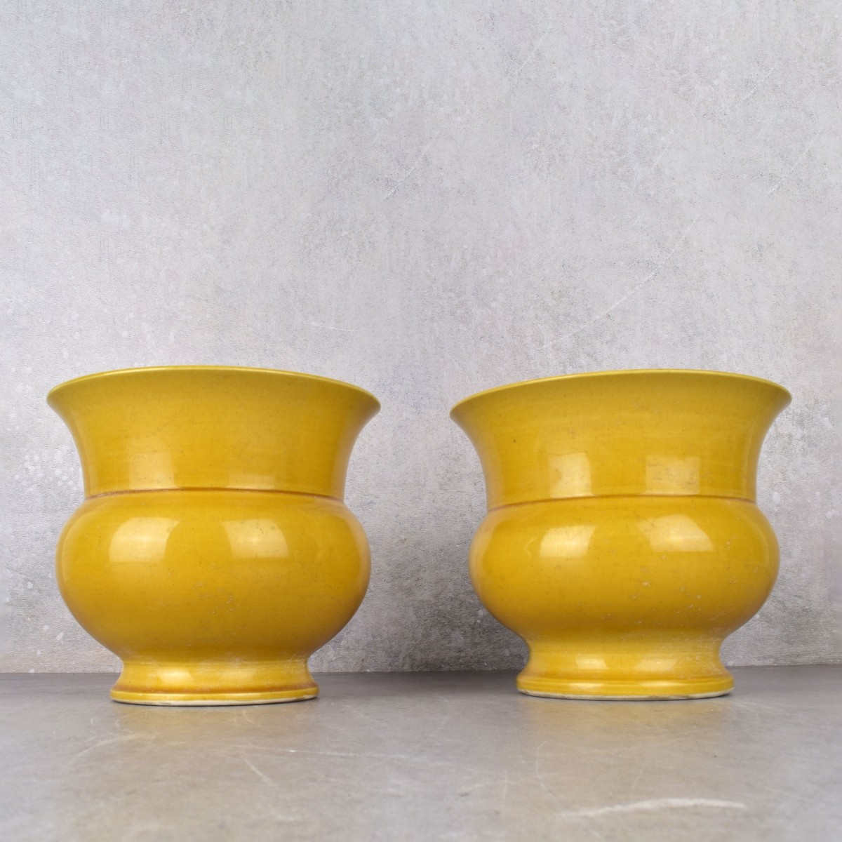 Chinese Porcelain Zadou Yellow Glaze Vases